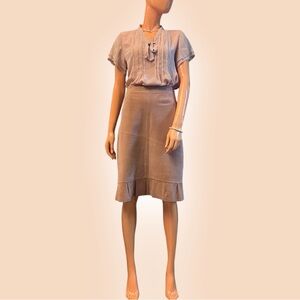 REM GARSON Vintage Genuine Suede Pleated Hem Skirt